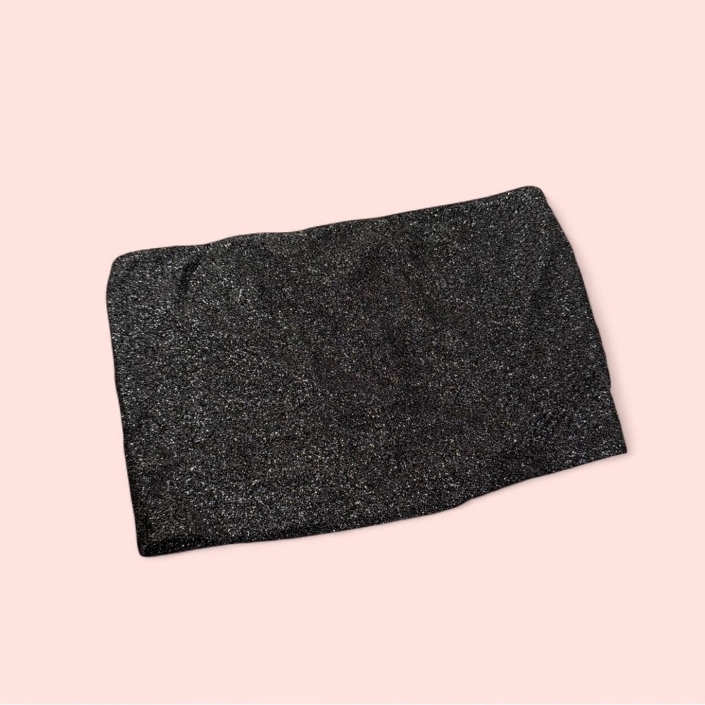 La Hearts Black Glitter Crop Top